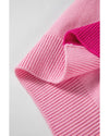 Bonbon Three Tone Contrast Round Neck Loose Sweater - M