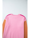 Bonbon Three Tone Contrast Round Neck Loose Sweater - XL