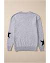 Gray Star Pattern Drop Shoulder Sweater - M