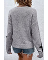 Gray Star Pattern Drop Shoulder Sweater - M