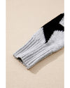 Gray Star Pattern Drop Shoulder Sweater - M