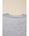 Gray Star Pattern Drop Shoulder Sweater - M