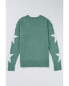 Green Star Pattern Drop Shoulder Sweater - XL