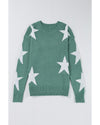 Green Star Pattern Drop Shoulder Sweater - XL