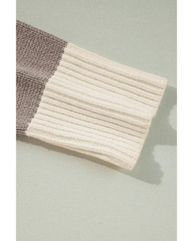 Simply Taupe Colorblock Loose Pullover Sweater - L
