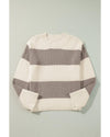 Simply Taupe Colorblock Loose Pullover Sweater - L