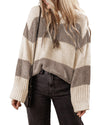 Simply Taupe Colorblock Loose Pullover Sweater - L