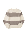 Simply Taupe Colorblock Loose Pullover Sweater - L