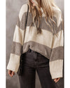 Simply Taupe Colorblock Loose Pullover Sweater - M