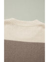 Simply Taupe Colorblock Loose Pullover Sweater - M
