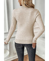 Apricot Thermal Lined Ribbed Knit Mock Neck Sweater - L