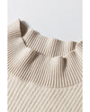 Apricot Thermal Lined Ribbed Knit Mock Neck Sweater - L