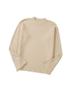 Parchment Solid Textured Knit Split Cuff Drop Shoulder Loose Sweater - XL