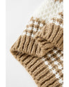 Brown Stripe Drop Shoulder Round Neck Loose Sweater - XL