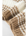 Brown Stripe Drop Shoulder Round Neck Loose Sweater - XL
