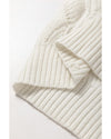 Beige Hollow Out Knit V Neck Drop Shoulder Sweater - XL
