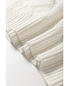 Beige Hollow Out Knit V Neck Drop Shoulder Sweater - XL