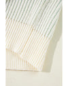 Brown Colorblock Textured Knit Bubble Sleeve Sweater - L