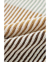 Brown Colorblock Textured Knit Bubble Sleeve Sweater - S