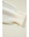 Brown Colorblock Textured Knit Bubble Sleeve Sweater - S