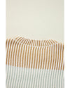 Brown Colorblock Textured Knit Bubble Sleeve Sweater - S