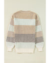 Brown Colorblock Textured Knit Bubble Sleeve Sweater - XL