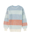 Multicolour Colorblock Textured Knit Bubble Sleeve Sweater - XL