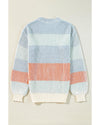 Multicolour Colorblock Textured Knit Bubble Sleeve Sweater - XL