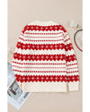 White Western Geometric Patterned Crew Neck Loose Sweater - XL