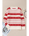 White Western Geometric Patterned Crew Neck Loose Sweater - XL