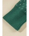 Green Christmas Snowflake Dotted Print Round Neck Sweater - M