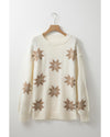 White Snowflake Christmas Tunic Sweater - L