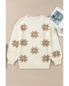 White Snowflake Christmas Tunic Sweater - L