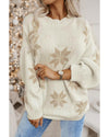 White Snowflake Christmas Tunic Sweater - M