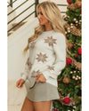 White Snowflake Christmas Tunic Sweater - M