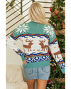 Canton Christmas Reindeer Snowflake Colorblock Turtleneck Sweater - L