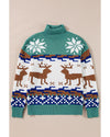 Canton Christmas Reindeer Snowflake Colorblock Turtleneck Sweater - L