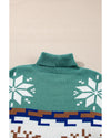 Canton Christmas Reindeer Snowflake Colorblock Turtleneck Sweater - M