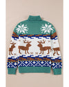 Canton Christmas Reindeer Snowflake Colorblock Turtleneck Sweater - M