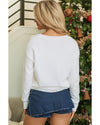 White Tinsel Merry and Bright Graphic Christmas Sweater - L
