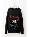 Black Tinsel Merry and Bright Graphic Christmas Sweater - XL