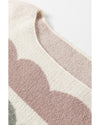 Gray Wave Striped Balloon Sleeve Drop Shoulder Sweater - XL