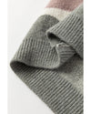 Gray Wave Striped Balloon Sleeve Drop Shoulder Sweater - XL