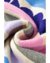 Dark Blue Wave Striped Balloon Sleeve Drop Shoulder Sweater - S