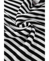 Black white Striped Drop Shoulder Bishop Sleeve Knit Sweater - XL