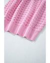 Pink Crochet Knit Drop Shoulder Sweater - M