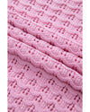 Pink Crochet Knit Drop Shoulder Sweater - M