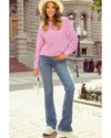Pink Crochet Knit Drop Shoulder Sweater - M