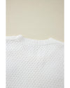 White Colorful Flower Applique Textured Knit Sweater - M