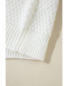 White Colorful Flower Applique Textured Knit Sweater - S